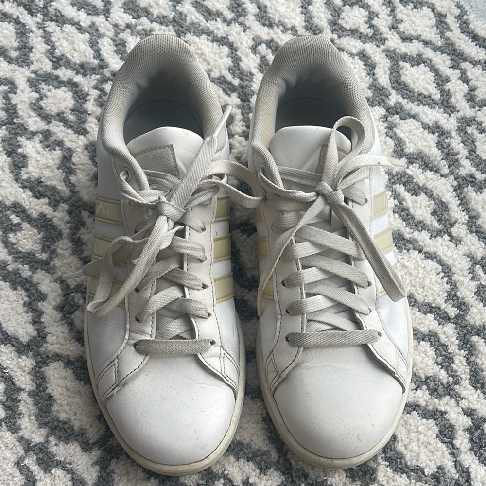 Adidas White and Cream Casual Sneakers